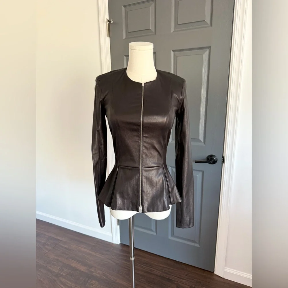 The Row Anasta Bonded Leather Jacket - Picture 5 of 12